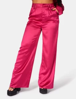 Satin Wide Leg Tailored Trousers Pink -Chic Step Shop 771A9537Feb232017copy
