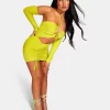Strappy Cut Away Slinky Dress Lime