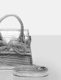 The Indy Silver Croc Pu Diamante Bow Mini Bag 6 The Indy Silver Croc Pu Diamante Bow Mini Bag -Chic Step Shop 771A9595