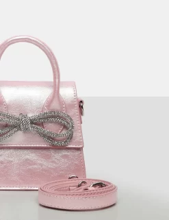 The Indy Pink Pu Diamante Bow Mini Bag -Chic Step Shop 771A9598