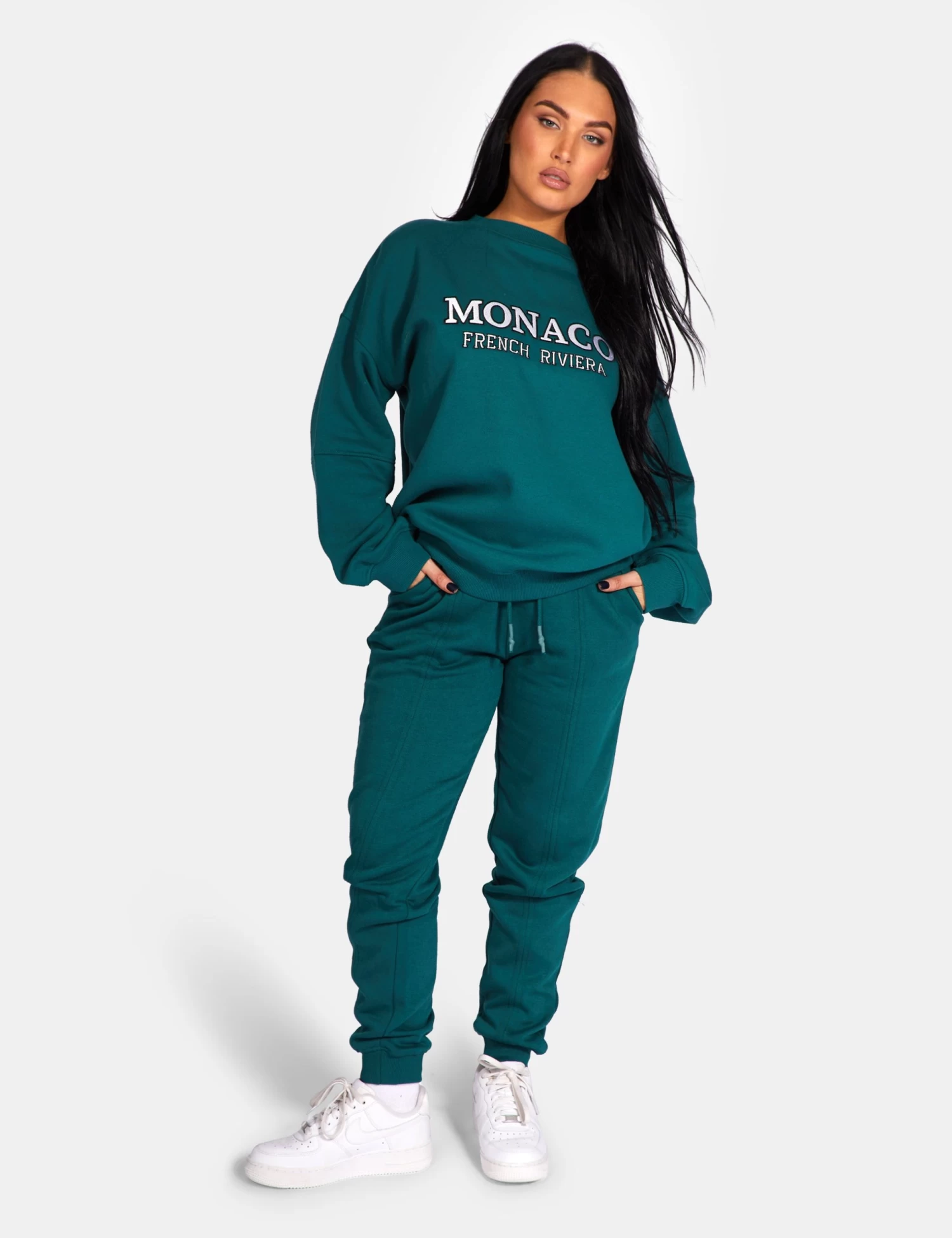 Monaco Embroidered Sweatshirt Forest Green 4 Monaco Embroidered Sweatshirt Forest Green - Image 4