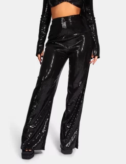 Ultimate Sequin Wide Leg Trouser Black -Chic Step Shop 771A97621Feb232017copy