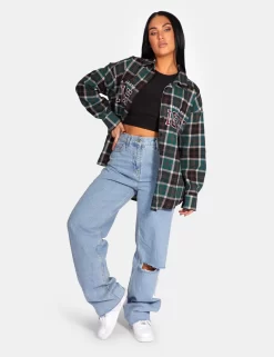 Michigan Slogan Check Shirt Forest Green -Chic Step Shop 771A97872Feb232017 scaled