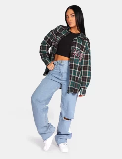 Michigan Slogan Check Shirt Forest Green -Chic Step Shop 771A97892Feb232017 scaled