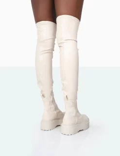 Pheonixe Ecru Pu Chunky Sole Round Toe Over The Knee Boots 7 Pheonixe Ecru Pu Chunky Sole Round Toe Over The Knee Boots -Chic Step Shop 771A9900 61e66d0a bdc8 4d16 bded eff302a98b51