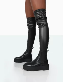 Pheonixe Black Pu Chunky Sole Round Toe Over The Knee Boots -Chic Step Shop 771A9907 9074fa4e 2060 4d69 864d 1ac30fb3c698