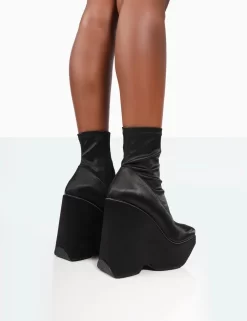 Versus Black Satin Platform Sole Ankle Boots 7 Versus Black Satin Platform Sole Ankle Boots -Chic Step Shop 771A9948