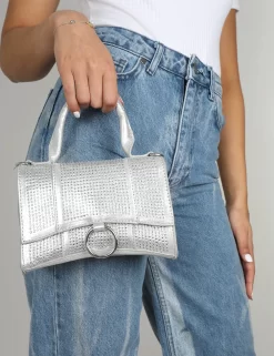 The Raina Silver Diamante Mini Handbag -Chic Step Shop 771A9959