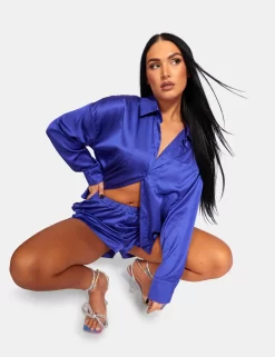 Oversized Satin Shirt Purple -Chic Step Shop 771A9969Feb232017copy