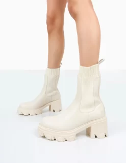 Everdeen Ecru PU And Knit Chunky Heeled Platform Sock Ankle Boots 6 Everdeen Ecru PU And Knit Chunky Heeled Platform Sock Ankle Boots -Chic Step Shop 771A9985 1fba01f6 7595 4c0e bc43 097fa9ab79ae