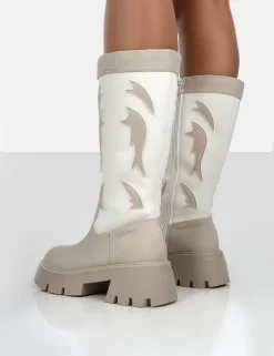 Fly Away Ecru Pu Round Toe Western Cowboy Platform Chunky Sole Knee High Boots 9 Fly Away Ecru Pu Round Toe Western Cowboy Platform Chunky Sole Knee High Boots -Chic Step Shop 7 d8c5e975 4b7d 40ad bd9f 3028eb036416