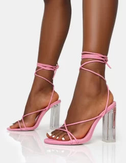 Clara Wide Fit Baby Pink Pu Strappy Lace Up Round Toe Clear Perspex Heels -Chic Step Shop 8 4397c4b2 c9fa 4a62 819d 867e2a015dc6 scaled