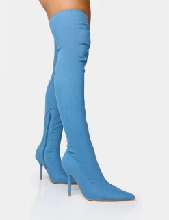 Jodie Blue Denim Seam Detail Pointed Toe Stiletto Thigh High Boots -Chic Step Shop 8 a07f6198 e53e 458e be4c b58259a4e53a scaled