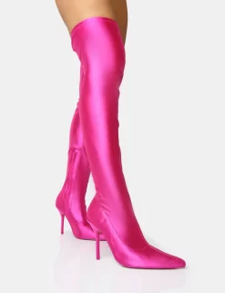 Instinct Pink Lycra Pointed Toe Stiletto Thigh High Boots -Chic Step Shop 9 071e5e69 99b9 4cc6 aa4d 2f9828a1d6a4 scaled