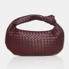 The Blame Burgundy Woven PU Knot Detail Mini Grab Bag