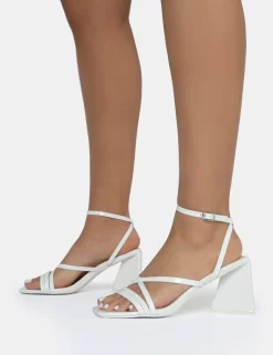 Kasia White Croc Strappy Square Toe Mid Flared Block Heels -Chic Step Shop AQ4A0003 scaled