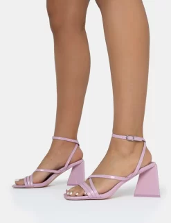 Kasia Lilac Croc Strappy Square Toe Mid Flared Block Heels -Chic Step Shop AQ4A9998 scaled