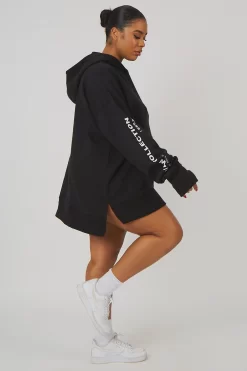 Curve Oversized Text Hoody Black -Chic Step Shop CHOO000218 7477