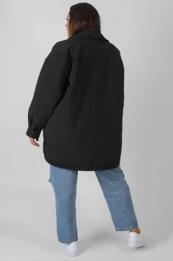 Curve Padded Oversized Shacket Black -Chic Step Shop COUT0010 3