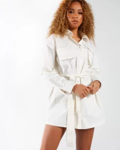 Amber X Public Desire Oversized Belted Shirt Dress White -Chic Step Shop EmptyName16 scaled