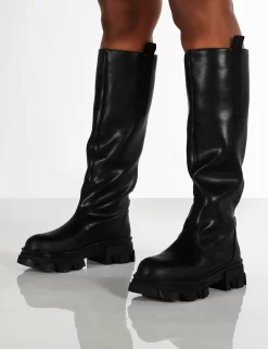 Genius Black Wide Fit Knee High Chunky Sole Boots -Chic Step Shop GENIUS BLACK1 f25cfec5 019e 4239 8af8 b9ef76a28bf2