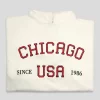 CHIGAGO SLOGAN OVERSIZED HOODIE ECRU