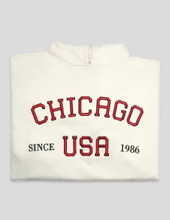 CHIGAGO SLOGAN OVERSIZED HOODIE ECRU