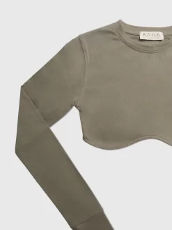 LONG SLEEVE UNDERBUST CROP TOP ELM -Chic Step Shop IMG 0160