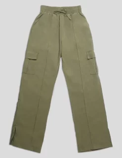 SPLIT HEM CARGO TROUSERS KHAKI -Chic Step Shop IMG 0192