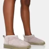 Bambi Light Grey Faux Suede Ultra Mini Ankle Boots