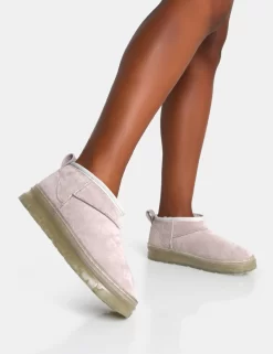 Bambi Light Grey Faux Suede Ultra Mini Ankle Boots -Chic Step Shop IMG 0711 scaled