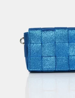 The Mayan Royal Blue Glitter Weave Gold Chain Detail Shoulder Bag -Chic Step Shop IMG 0920 scaled