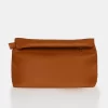 The Aria Caramel Folded Detail Clutch Bag