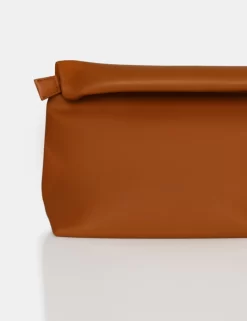 The Aria Caramel Folded Detail Clutch Bag -Chic Step Shop IMG 1019 scaled