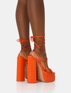 Glow Girl Orange Croc Lace Up Platform Heels 7 Glow Girl Orange Croc Lace Up Platform Heels -Chic Step Shop IMG 1336 scaled