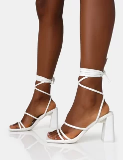 Natty White Pu Lace Up Square Toe Mid Block Heels -Chic Step Shop IMG 1354 scaled