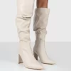 Mine Wide Fit Stone PU Knee High Boots
