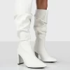 Mine Wide Fit White PU Knee High Boots