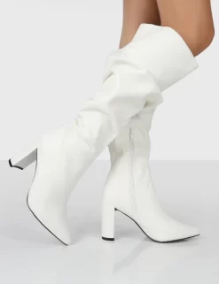 Mine Wide Fit White PU Knee High Boots -Chic Step Shop MINEWFWHITEWALKING 52f08246 5fda 4b86 875f 8d5e02cbed8c