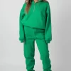 Oversized Fit Seam Front 90S Joggers Green