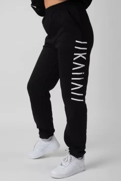 Oversized Kaiia Branded Slogan Joggers Black -Chic Step Shop MJOG0019 4