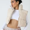 Cropped Puffer Gilet Stone