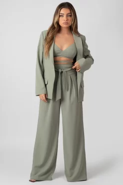 Premium Obi Belt Blazer Sage -Chic Step Shop MOUT0024 2