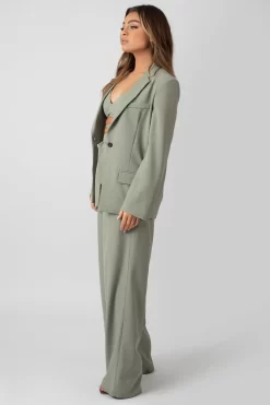 Premium Obi Belt Blazer Sage -Chic Step Shop MOUT0024 3