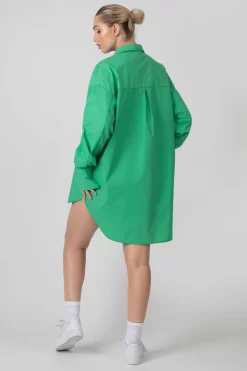 Oversized Poplin Shirt Dress Green -Chic Step Shop MSHI0008 3