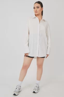 Oversized Poplin Shirt White -Chic Step Shop MSHI00098 3853