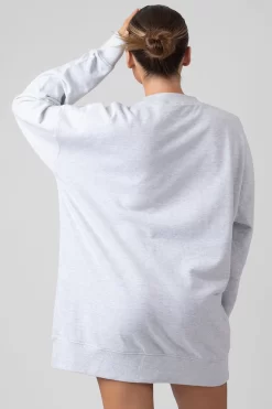 Oversized Graphic Sweater Dress Grey Marl -Chic Step Shop MSWE0017 3