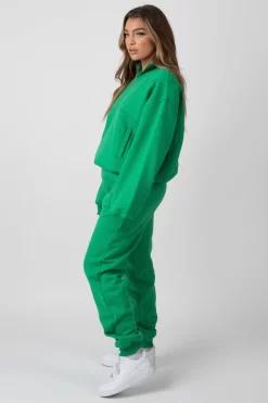 Oversized Half Zip Pullover Sweat Green -Chic Step Shop MSWE0019 2