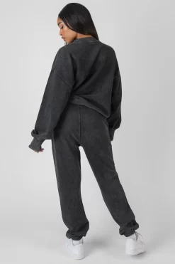 Los Angeles Acid Wash Oversized Sweatshirt Grey -Chic Step Shop MSWE00435