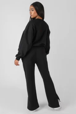 Kaiia Oversized Tonal Embroidered Sweatshirt Black -Chic Step Shop MSWE00473
